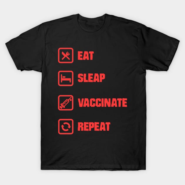 Eat Sleep Vaccinate Repeat Red T-Shirt by Acinony